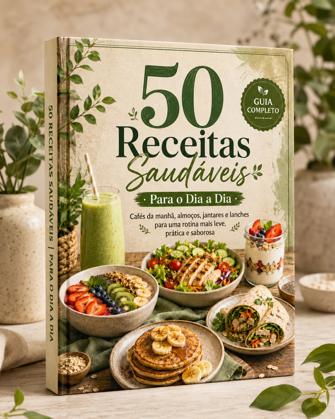 Mockup do eBook 50 Receitas de Lanches Saudáveis